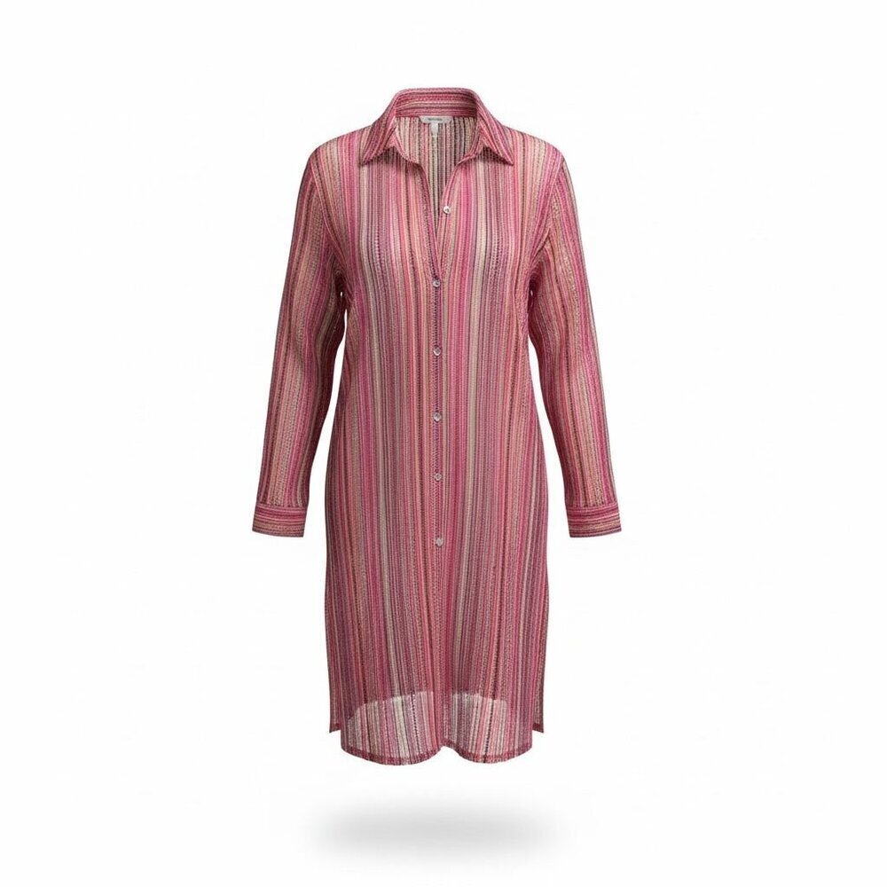 C&C California Striped Beach Cover-Up Shirt Dress | Size L - Picture 3 of 5
